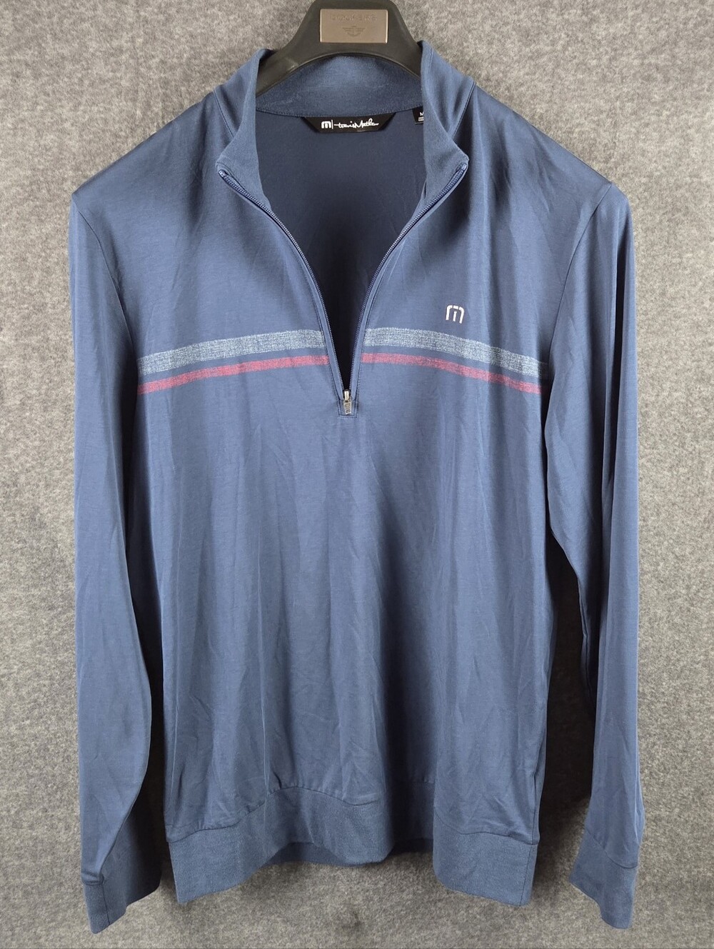 Travis Mathew 1/ Zip Golf Pullover Mens Medium Blue Long Sleeve Stretch